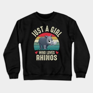 Just A Girl Who Loves Rhinos Cute College Ruled Rhino Girl Cute Gift For School Crewneck Sweatshirt